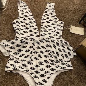 Verdelimon Fish Print One Piece Swimsuit
